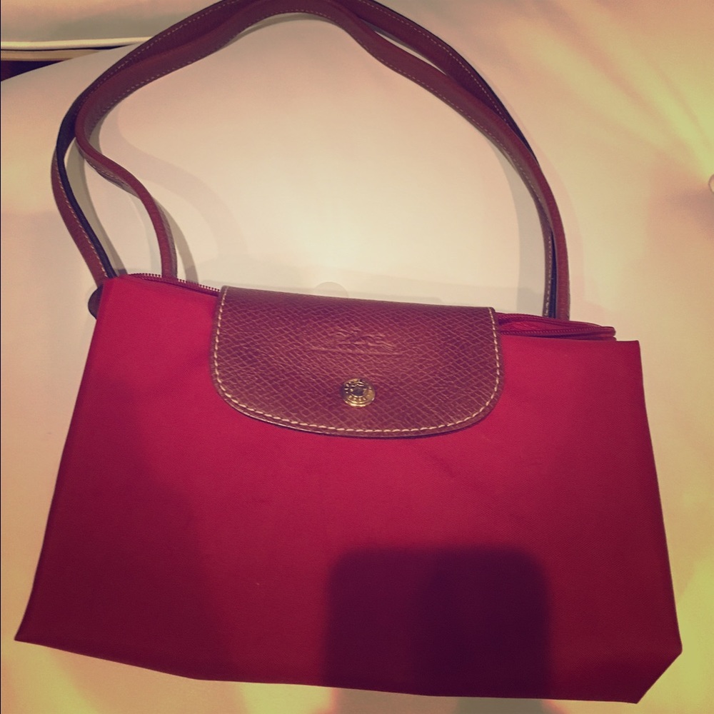 AUTHENTIC Longchamp large red long handle tote